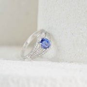 Natural Cornflower Sapphire Diamond Ring D1.56ct d0.34ct. 18K Gold
